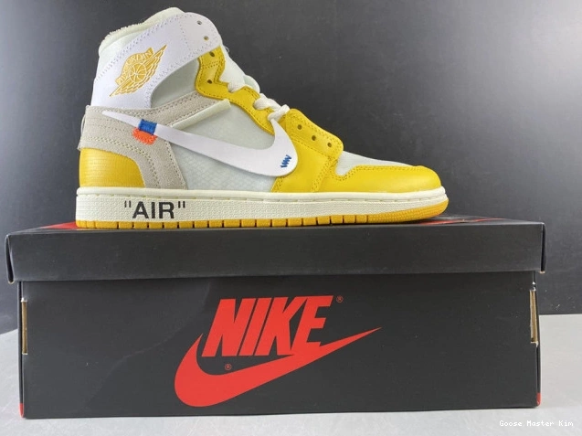 Powder Air NRG AQ0818-149 White Dark 1 Off-White Jordan x Yellow-Cone 0817